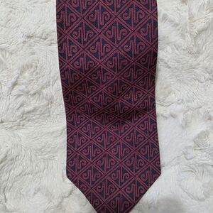 Yves Saint Laurent Red and Black Geometric Tie